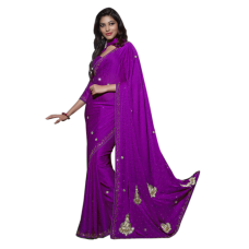 Remarkable Dark Colored Sequence Worked Wedding Wear Crape Jacquard Saree